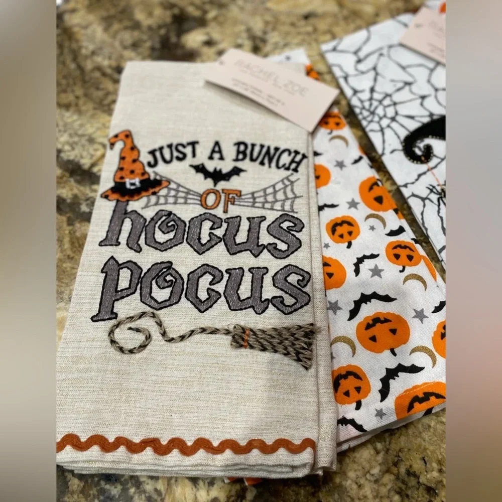 Rachel Zoe Witch and Hocus Pocus Kitchen Towel Bundle Brand New